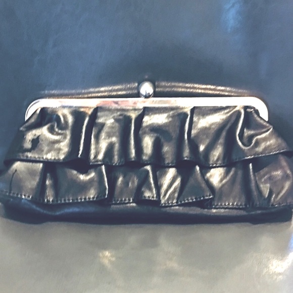 CANDIES classy black ruffled evening party bag - Picture 3 of 4